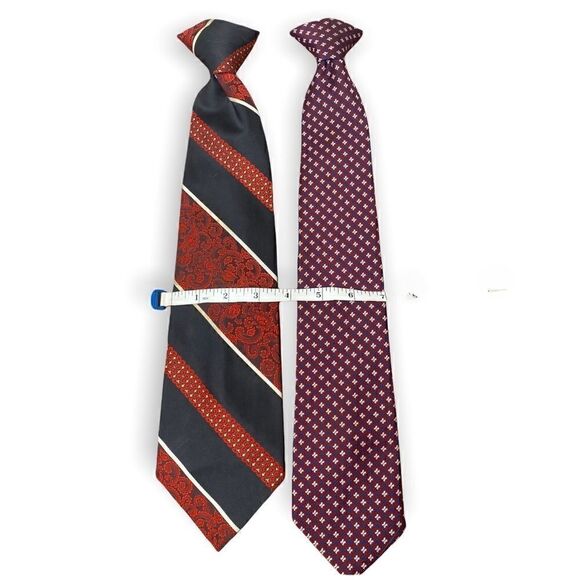 Two Vintage Clip on mens ties red and blue 1960s 1979s polyester Mens Store - Picture 2 of 6